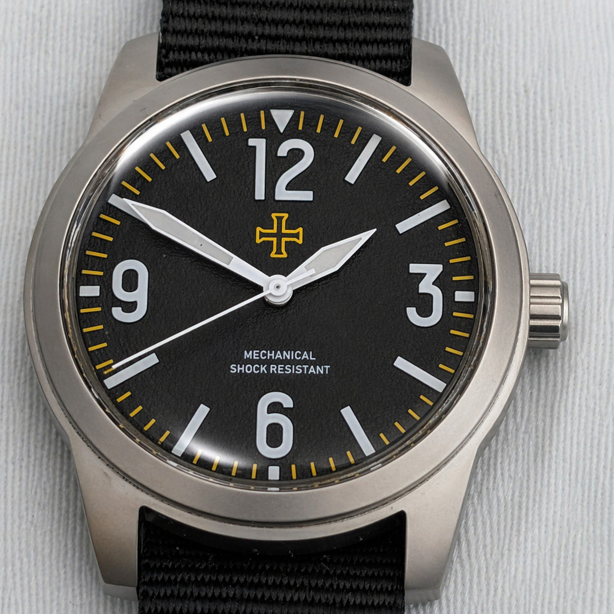 Mechanical Military Field watch Blasted Stainless steel black 39mm