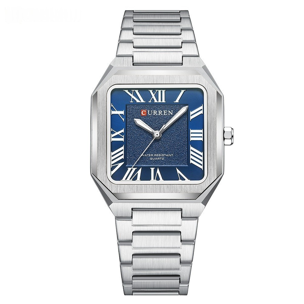 Mens Simple Square Waterproof Quartz Watch With Roman Numerals And Fashionable