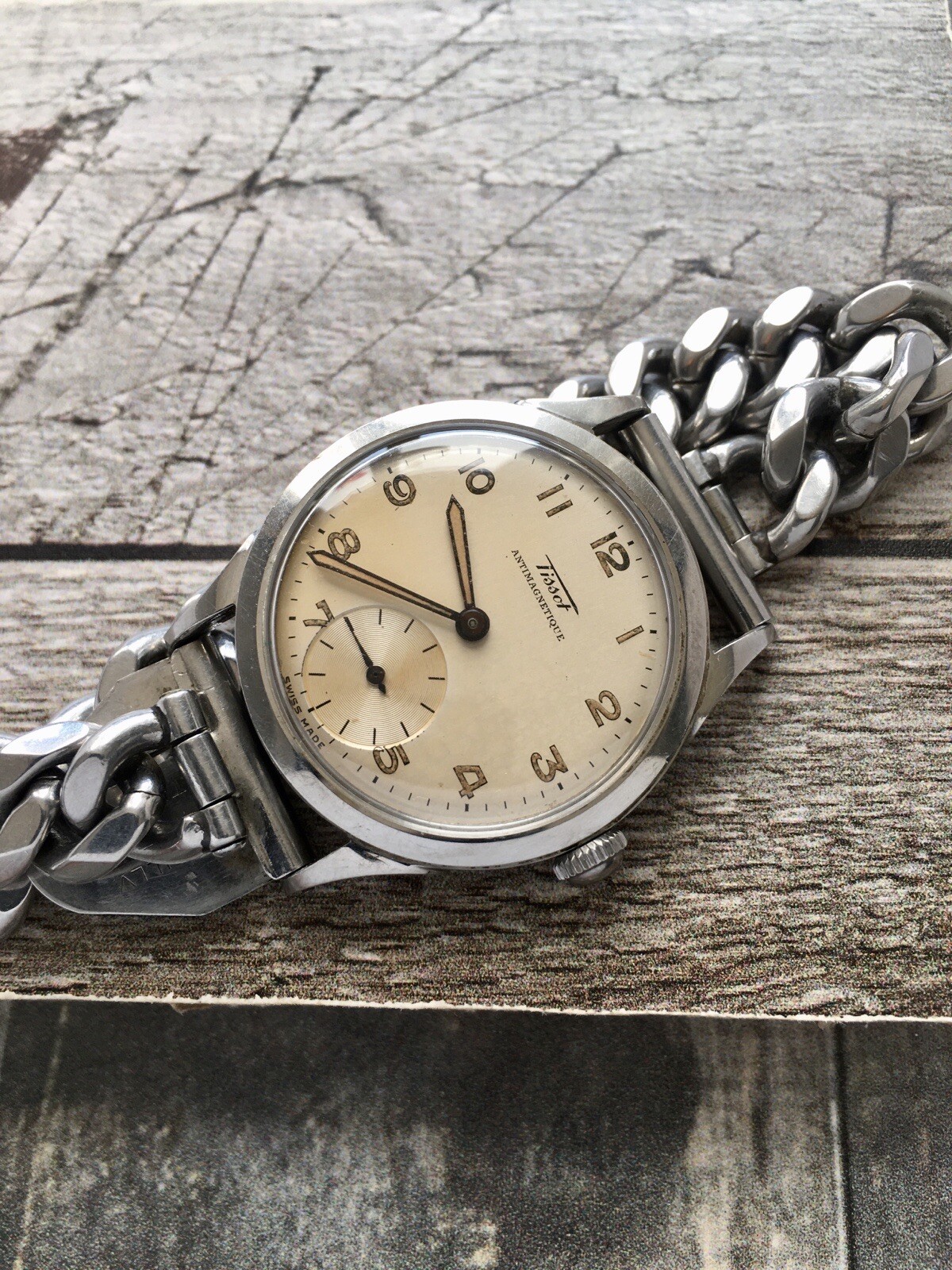 Vintage 1950s Tissot Antimagnetic Military Sweden Cal.27-1t 33.3mm Steel