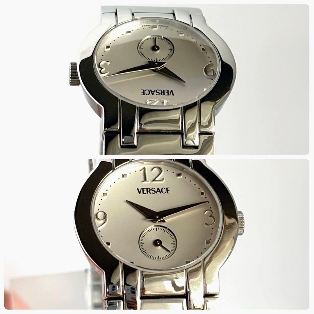 Versace BSQ99 White Quartz Watch Boys Small Second Hand Japan 073155