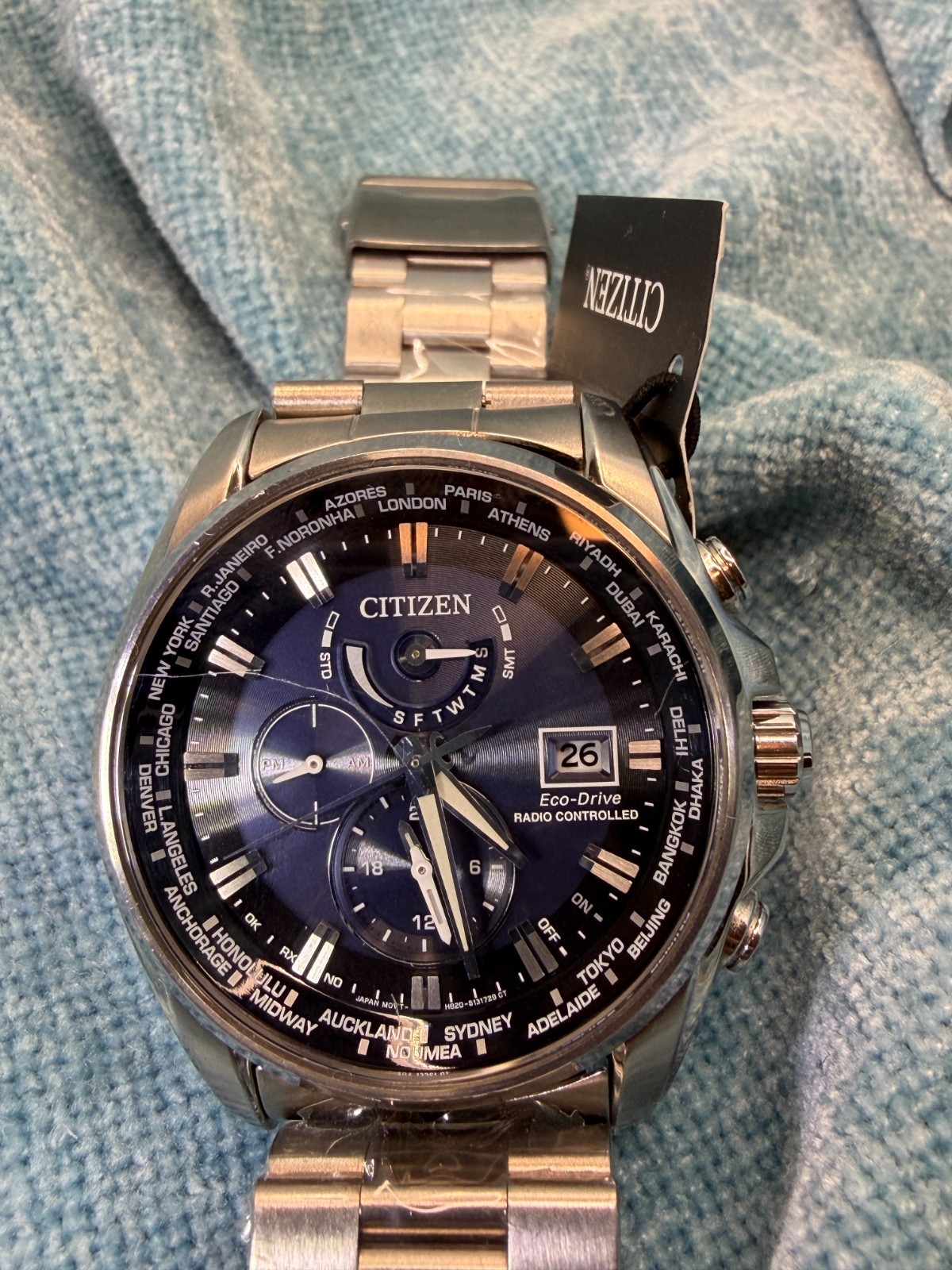 Citizen Eco-Drive SS Blue Dial Quartz Men Watch AT9030-80L SEE DESCRIPTION $255