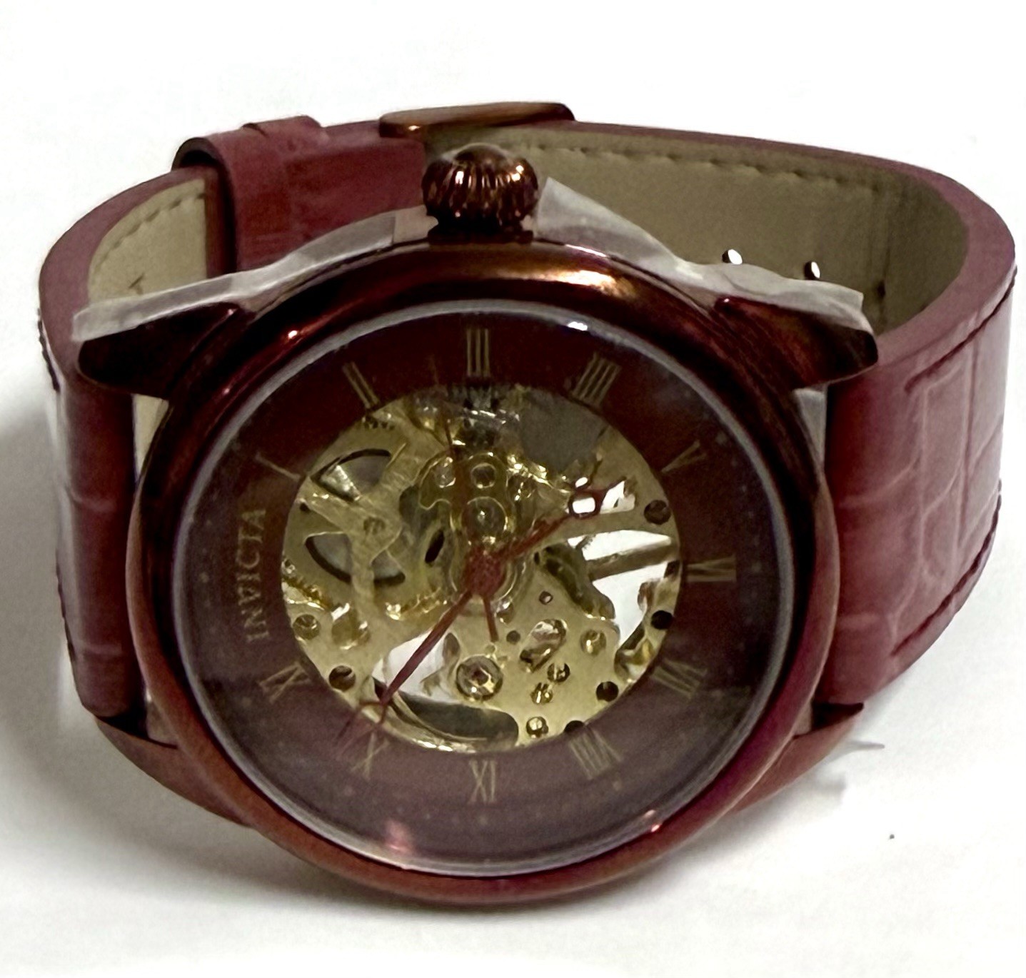 42mm Burgundy Case & Strap | Skeleton Mechanical Manual| Invicta SPECIALTY Watch