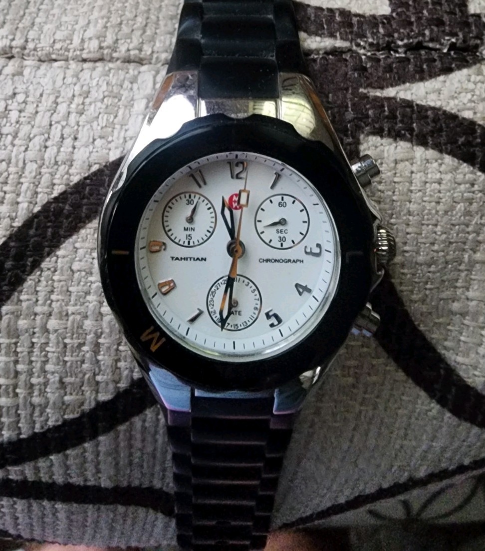 ⌚️ MICHELE Tahitian JellyBean CHRONOGRAPH Black Stainless Watch MWW12F000033