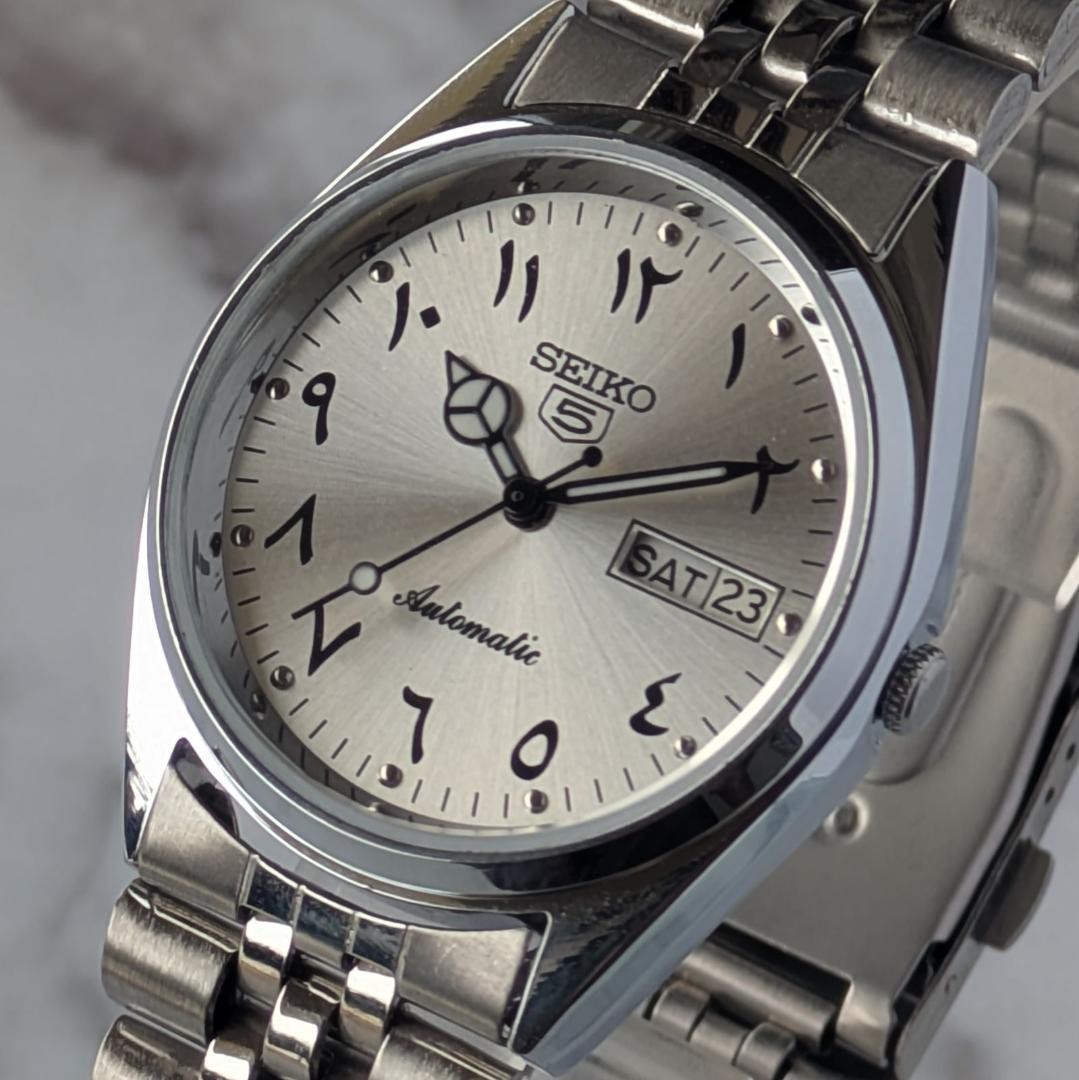 SEIKO 1980-1989 5 Automatic Silver Dial Watch 35mm Wrist 19cm From Japan