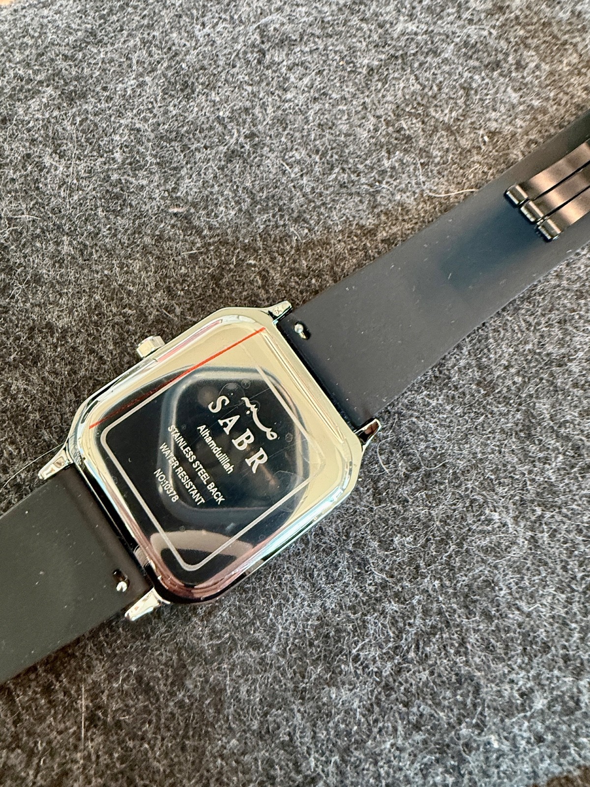 Brand New Arabic Calligraphy Watch Square Stainless Steel Case Silicone Band