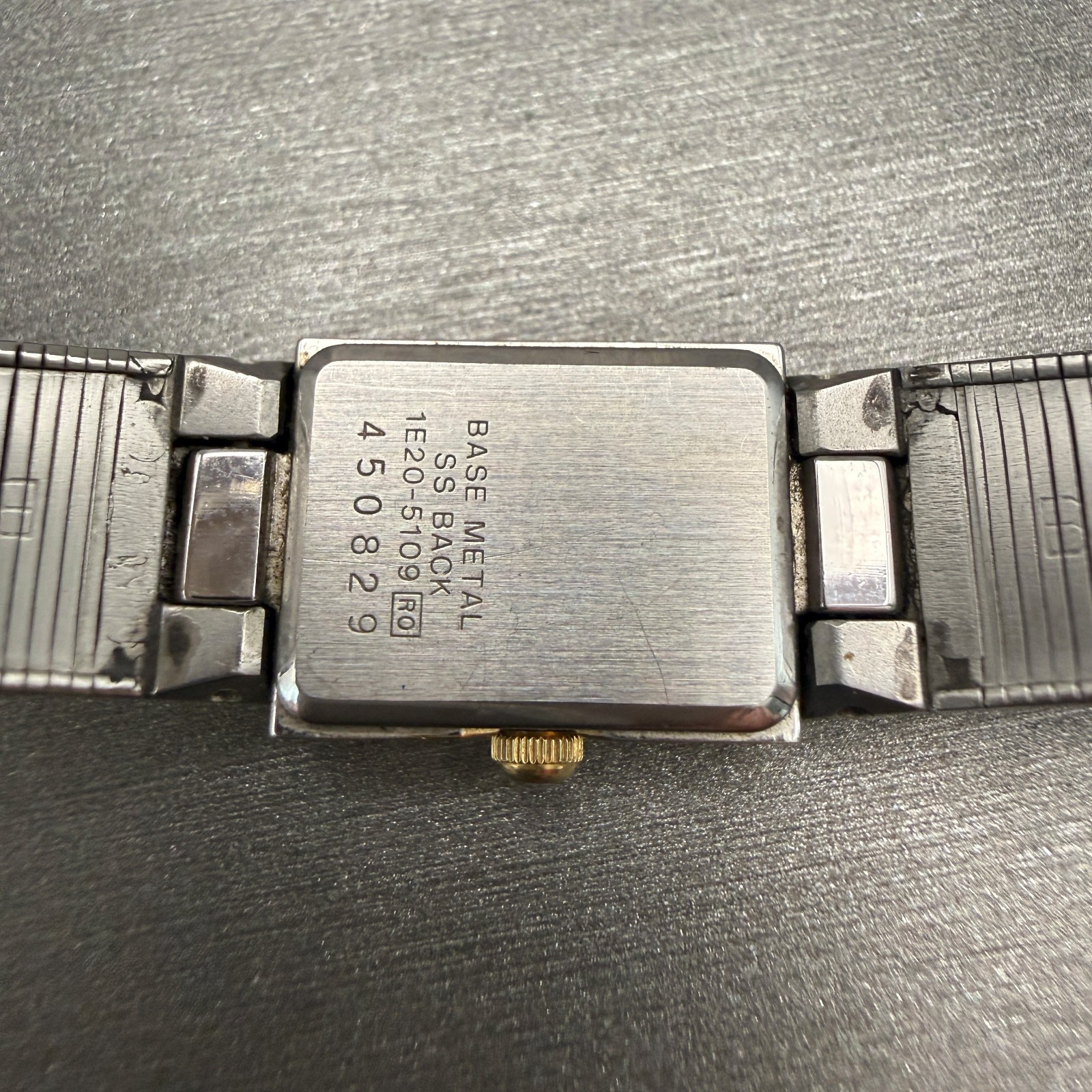 Seiko Watch Women 13mm Silver Dial Two Tone Rectangle 1E20-5109 Vintage New Batt