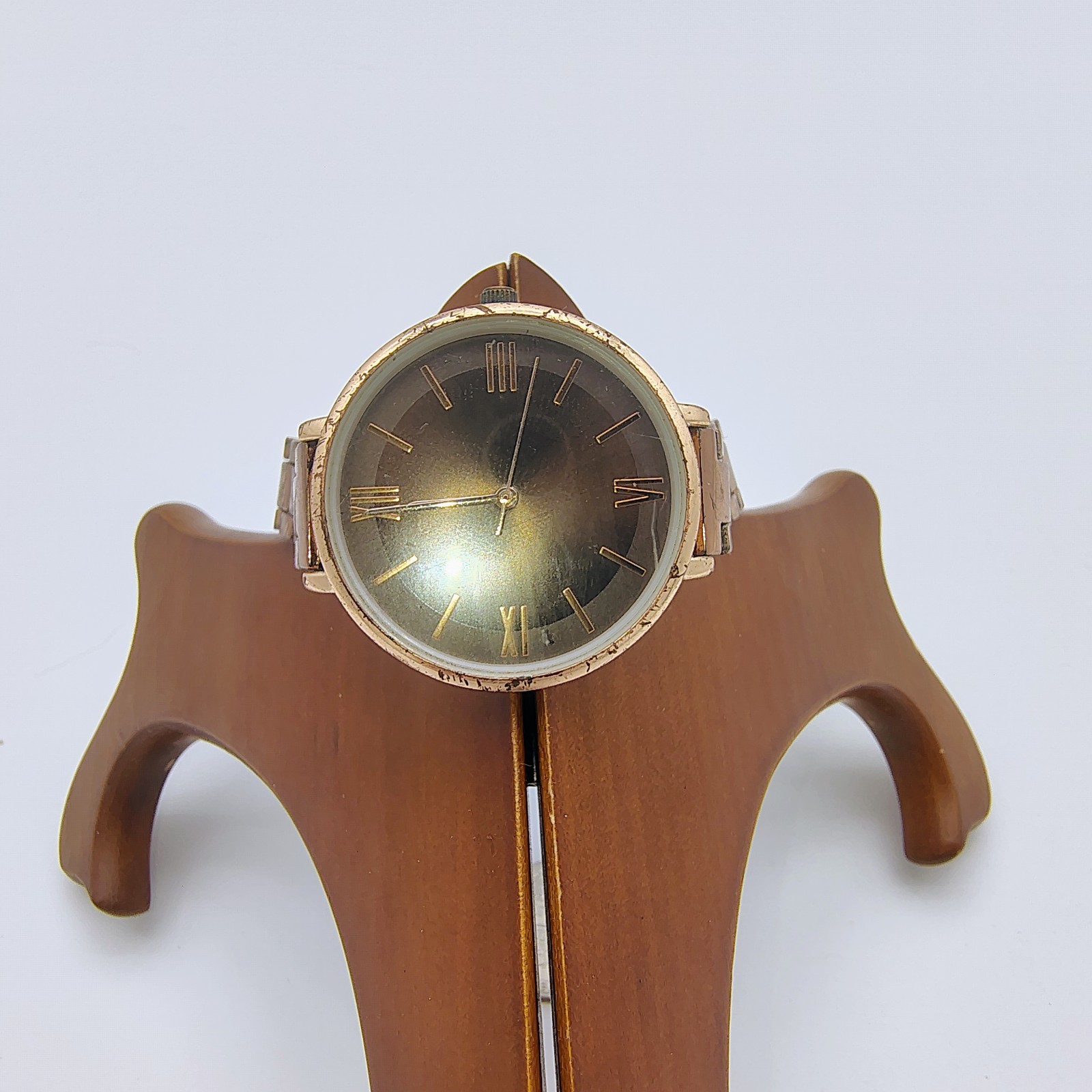 Accutime Men’s Watch Stainless Steel Bronze Brown New Battery