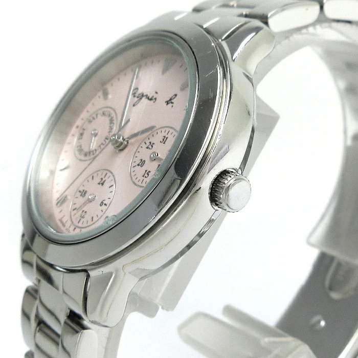 Used agnes b Day Date Ladies’ Pink Dial V33J 0010 Watch agnes b Women’s Working