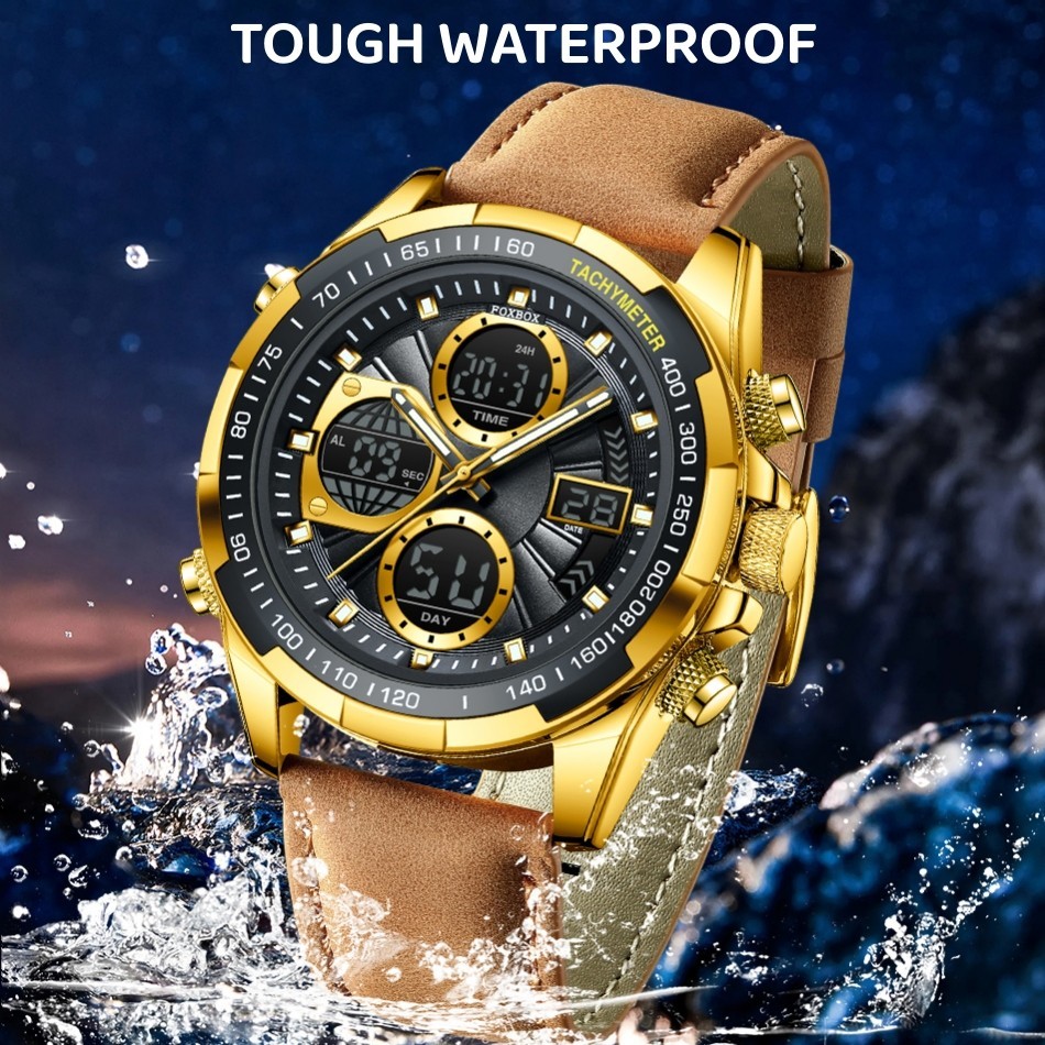 Men’s Watch Big Dial Quartz Digital Analog Luminous Waterproof Sport Wristwatch