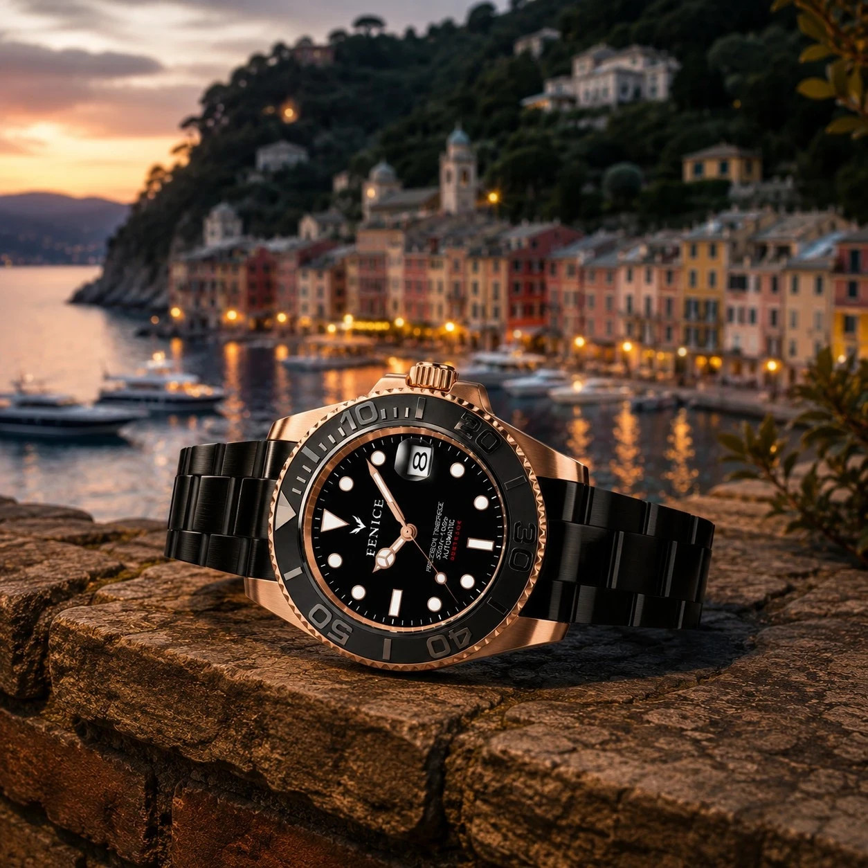 Fenice Subtrack SEA Automatic Watch Black Gold 10 ATM Miyota