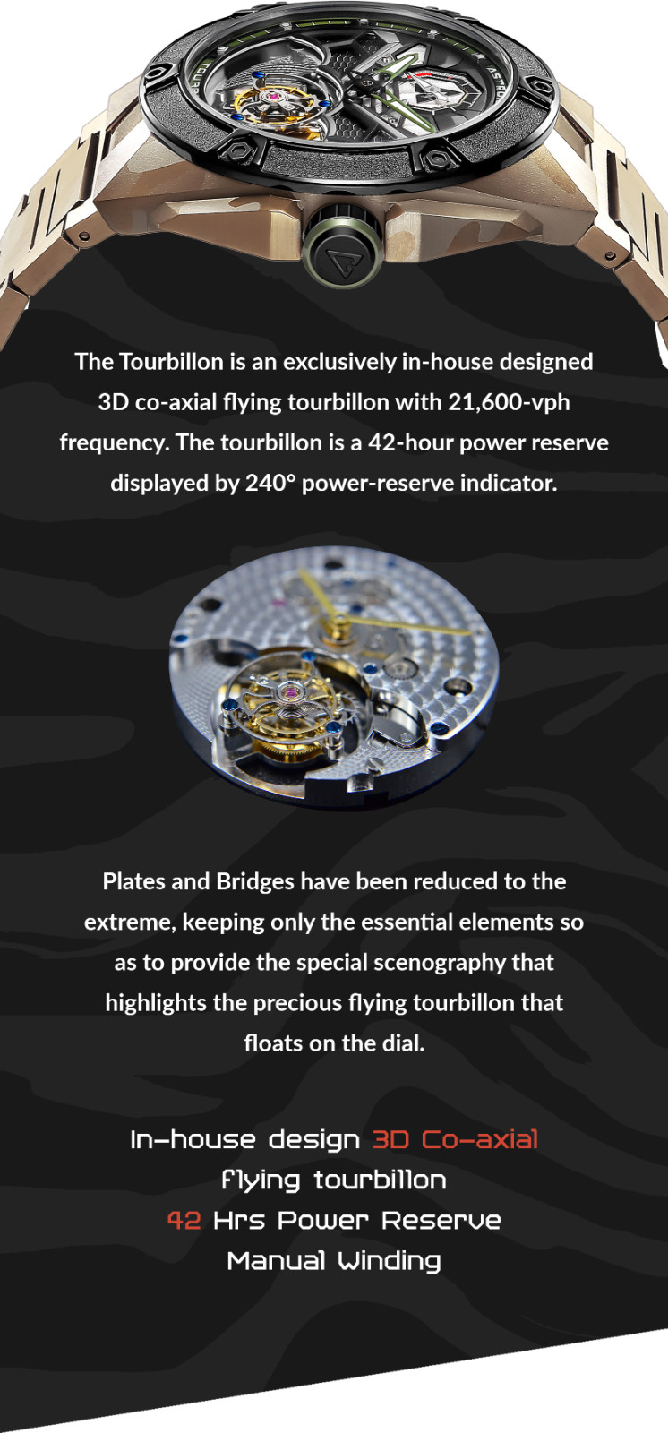 Astronic 3D Co-Axial Flying Nighthawk Tourbillon Watch
