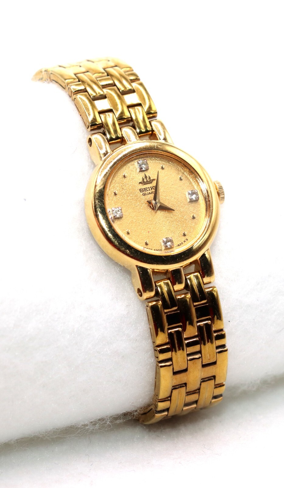 Seiko Girls Diamond Gold Tone Strap Bracelet Watch 6″ ~ Pre-owned