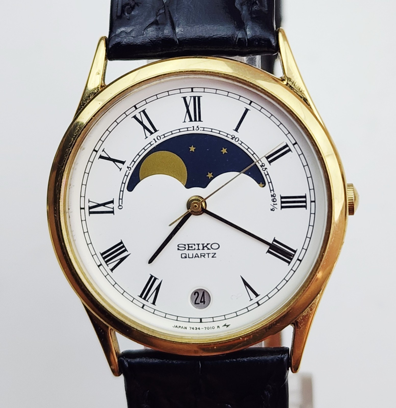 Men’s Vintage 1987 MOONPHASE Watch SEIKO 7434-7000. Midsize. In BOX