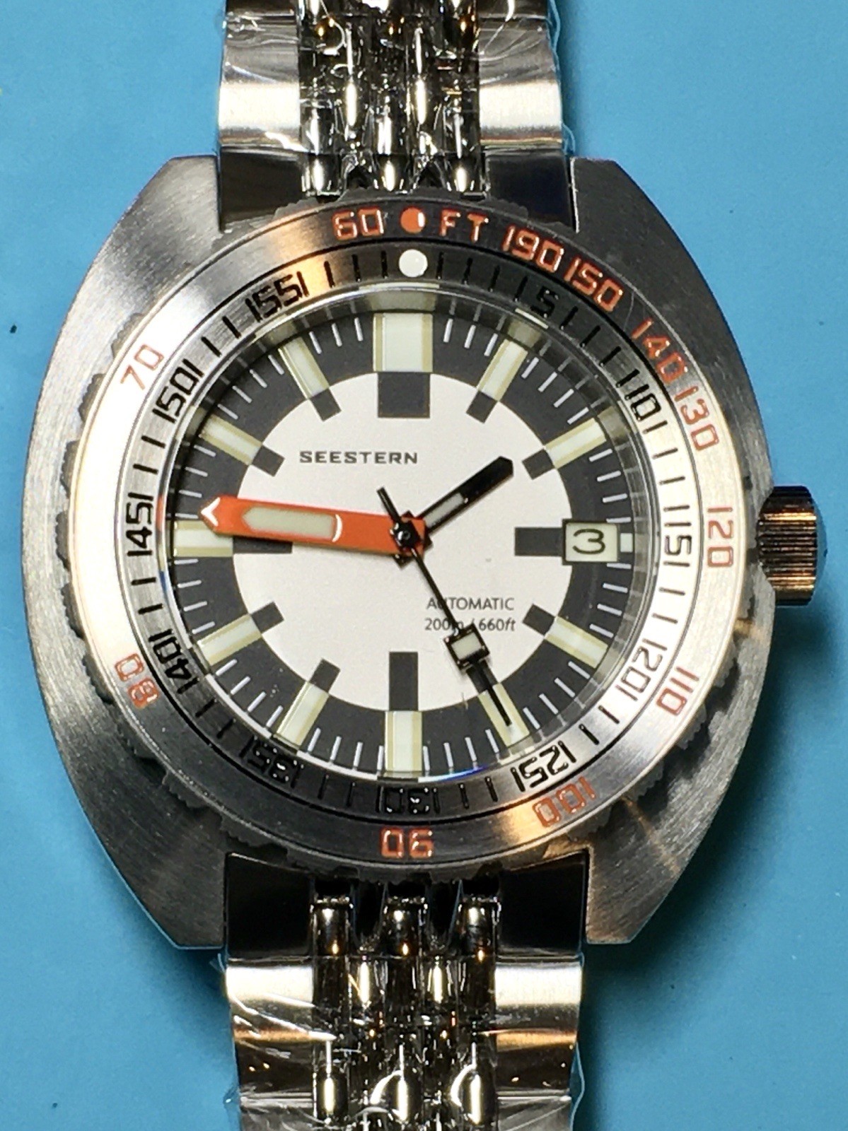 SEESTERN BLACK CHECKER DIAL TURTLE DIVER 43MM SEIKO NH35 SAPPHIRE STEEL BEZEL