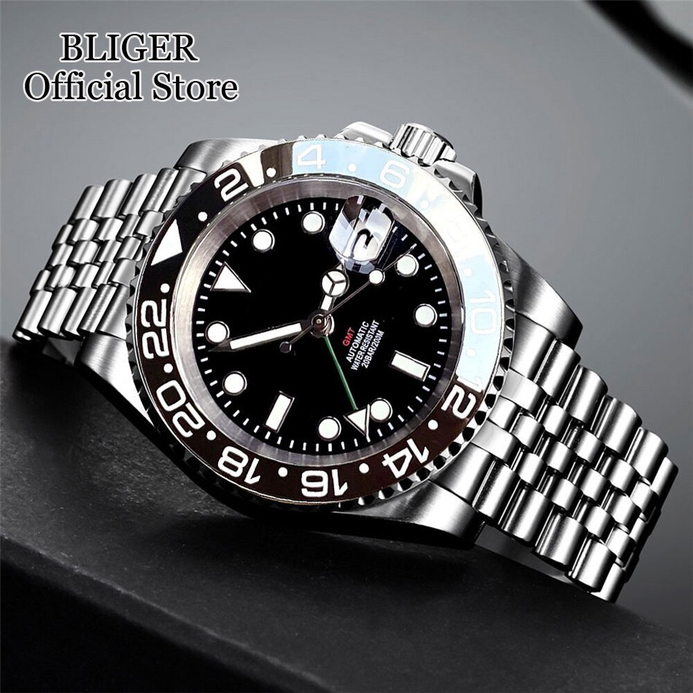 40mm NH34A 200M Waterproof Sapphire Glass NH34 GMT Automatic Diver Watch Purple
