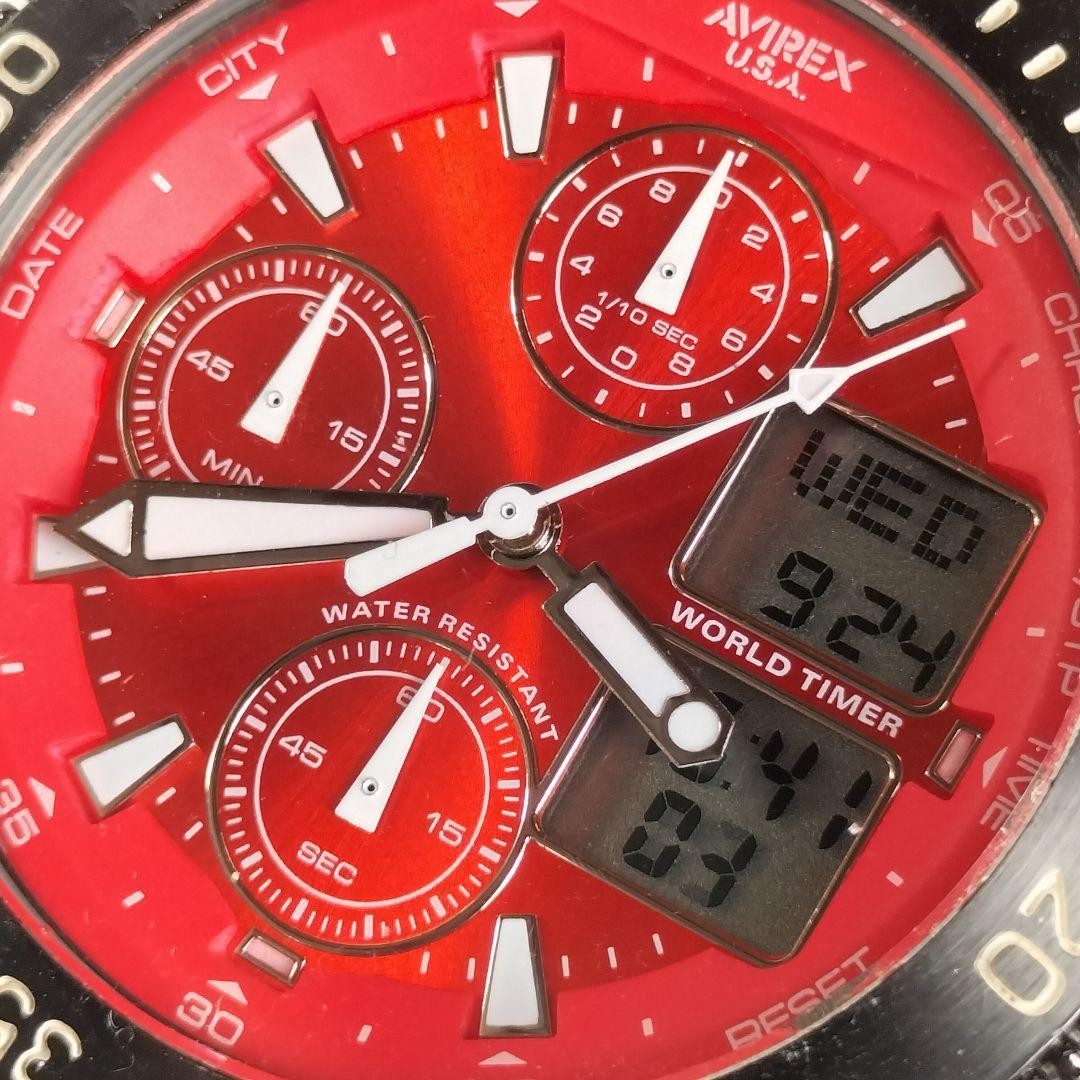Avirex USA Ana-Digi AVX-DA7 Chronograph Quartz Military Watch Used