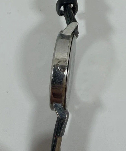 SONY PLAYSTATION LOGO QUARTZ WATCH WITH BLACK FAUX LEATHER STRAP NEEDS BATTERY