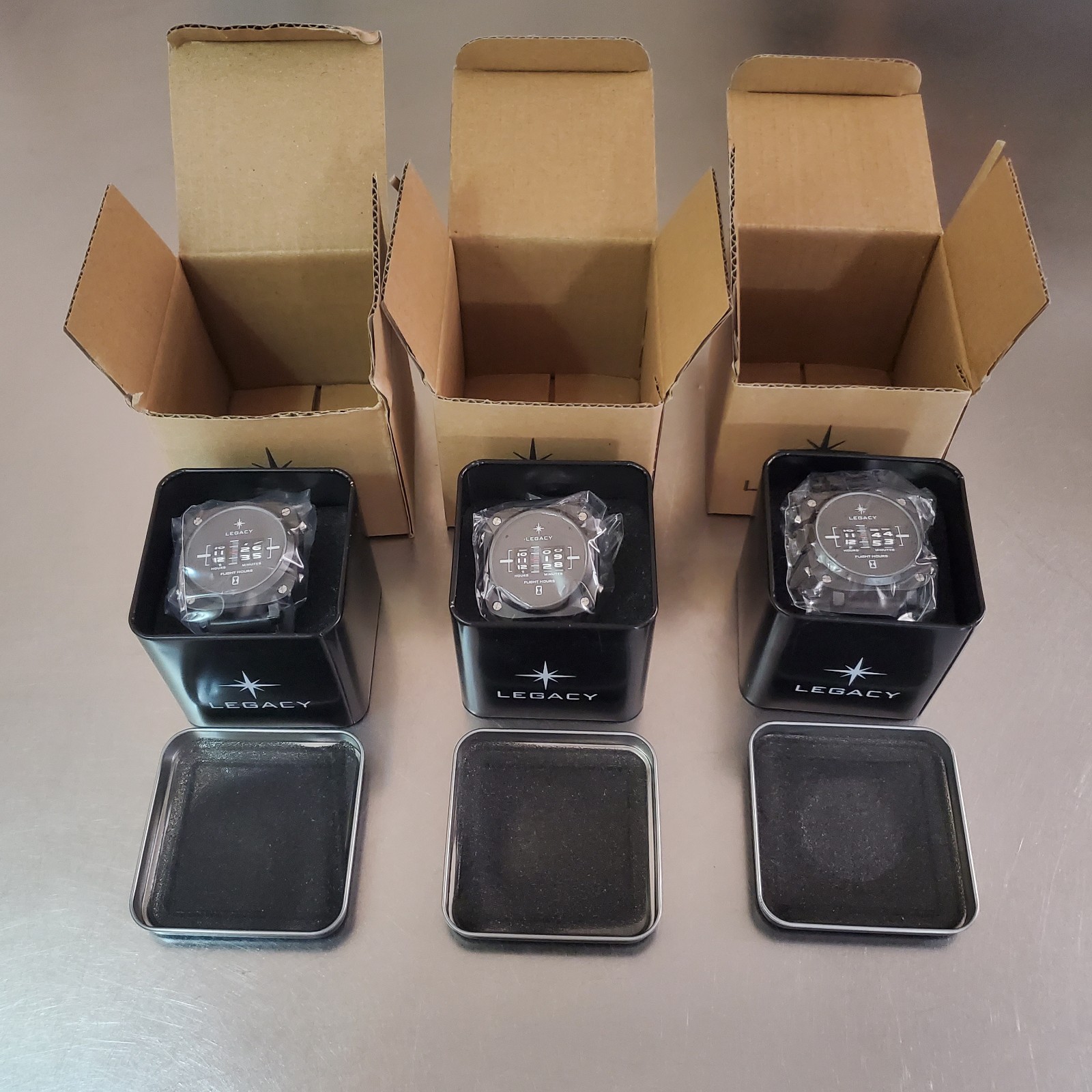 Lot Of 3: LEGACY FLIGHT HOURS Men’s Watch Jump Hour Quartz Analog IOB Bundle