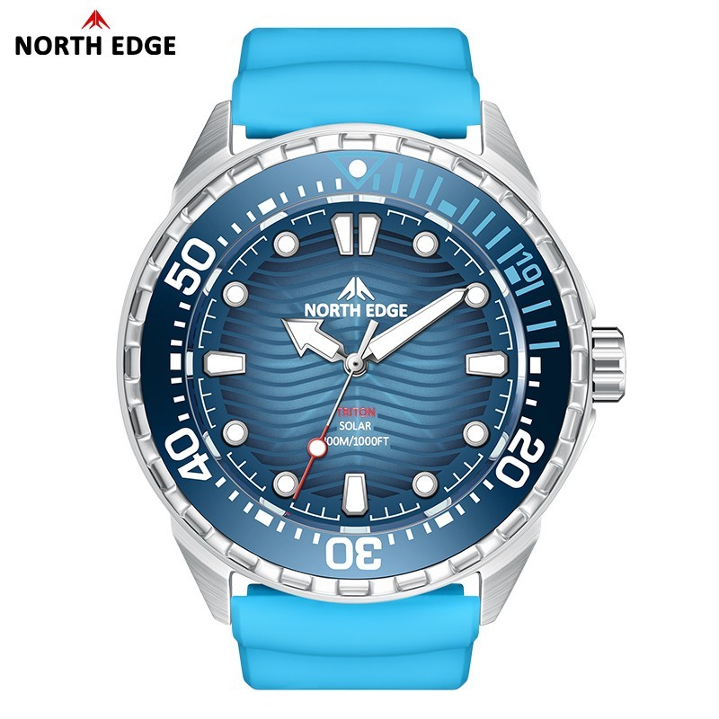 NORTH EDGE TRITON Solar Powered Dive Watch Quartz Watch Men 316L Stainless case