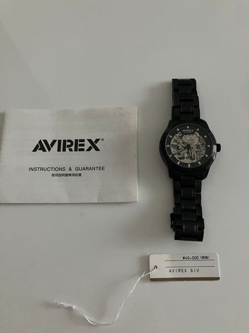 AVIREX Automatic Skeleton Black Men Watch with Manual and Tag