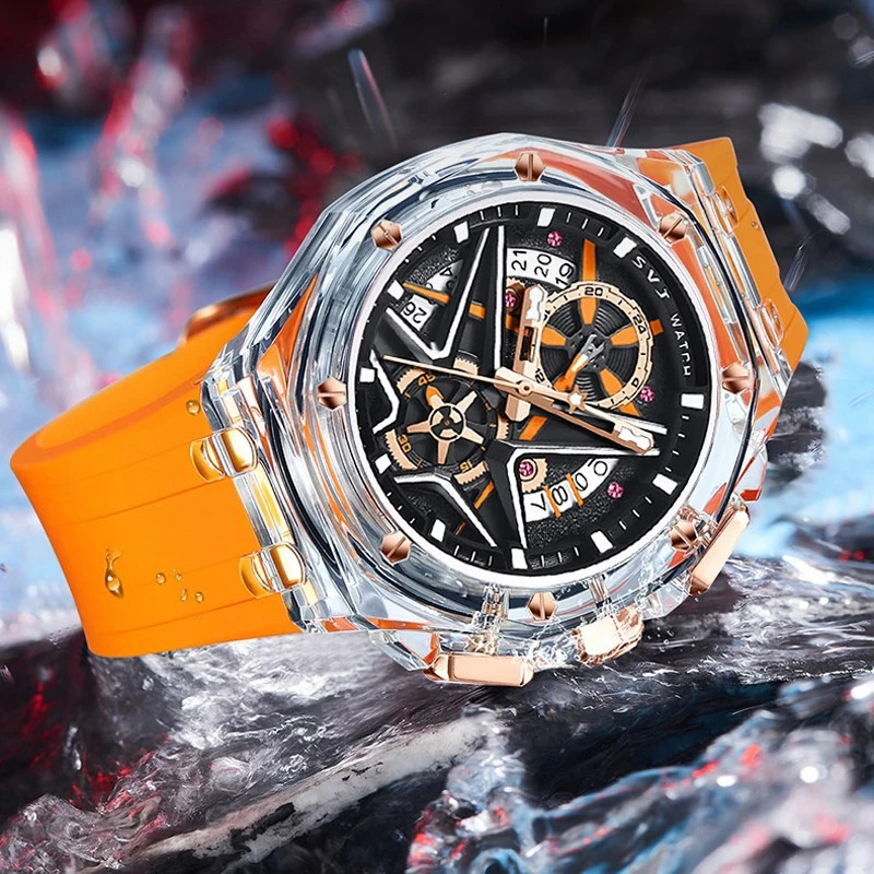 Men’s Quartz Watch Rubber Strap Waterproof Luminous Date Sport Male Wristwatch