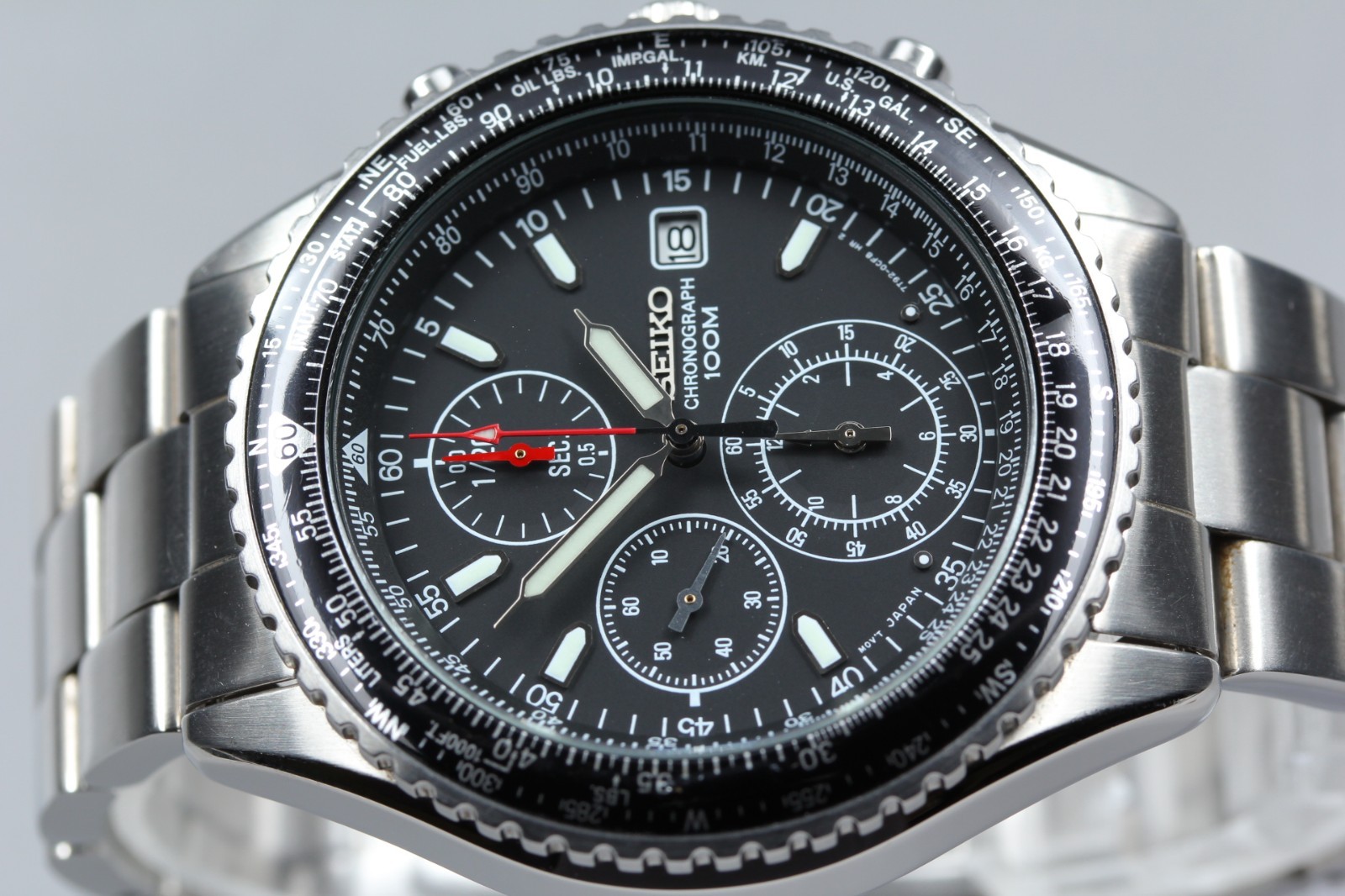 [ Near MINT ] SEIKO Flightmaster 7T92-0CF0 40mm Black Dial Quartz Men’s Watch