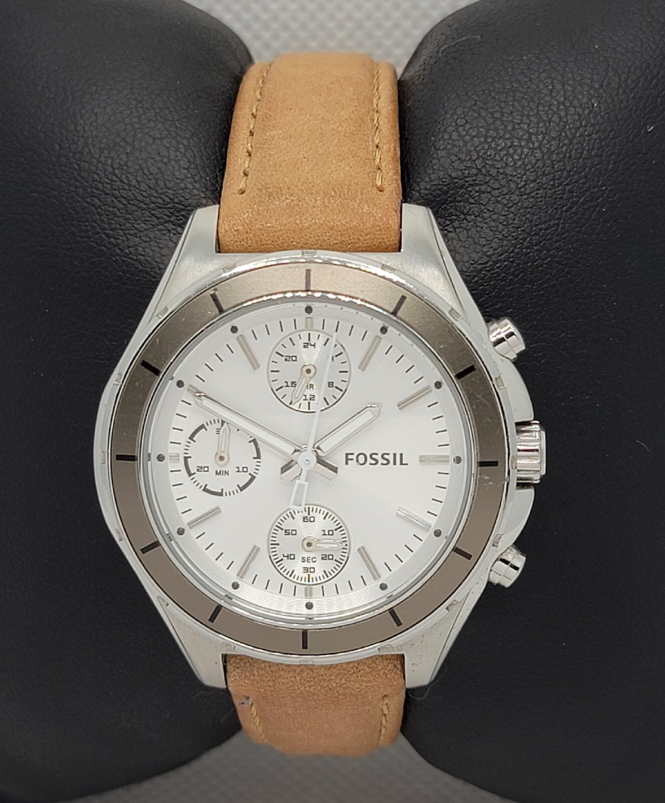 Ladies Fossil Flight Chronograph Brown Leather Strap Analog Watch CH-2830 I3