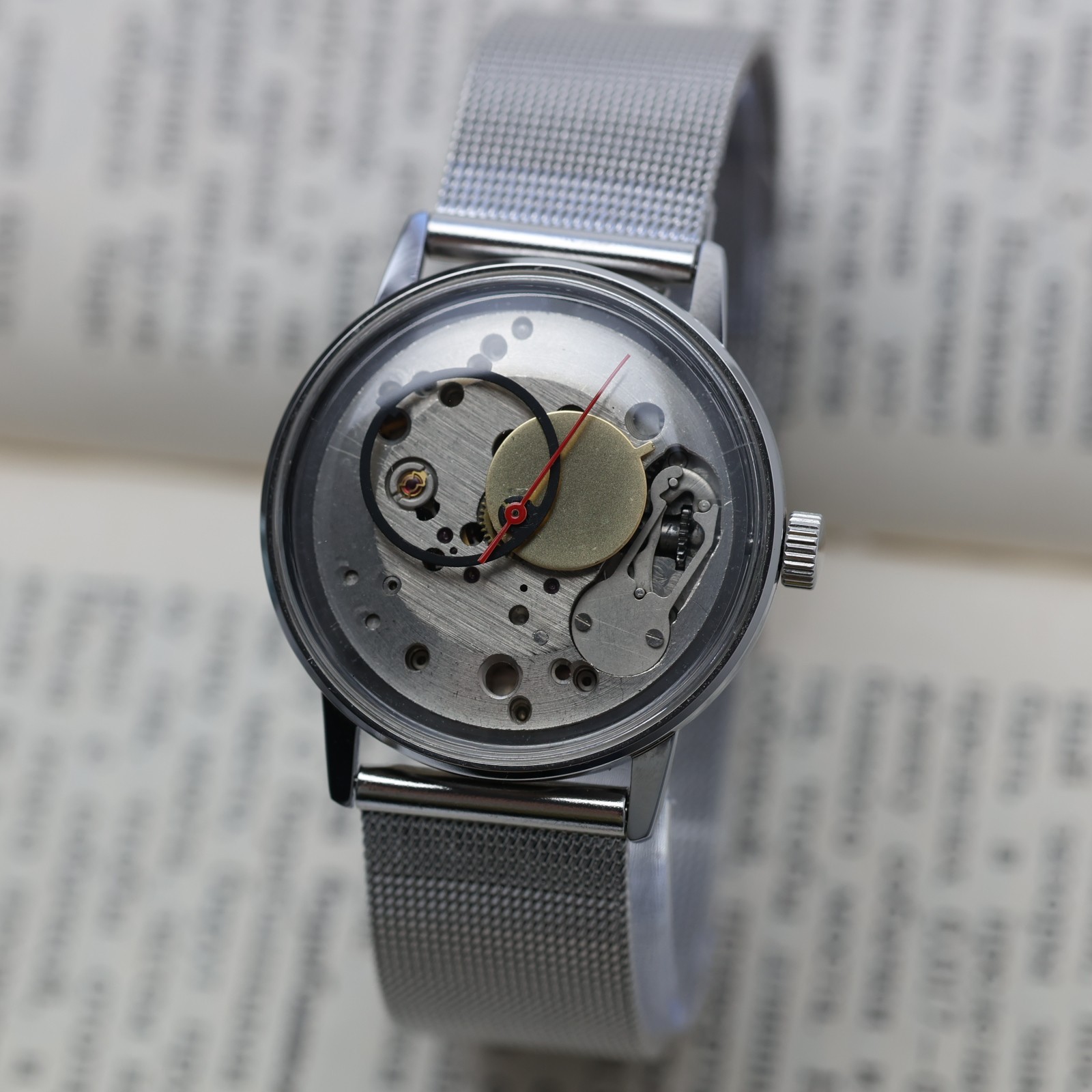 Wristwatch Raketa Skeleton Minimal Steampunk Style Vintage Soviet. Case 34mm.