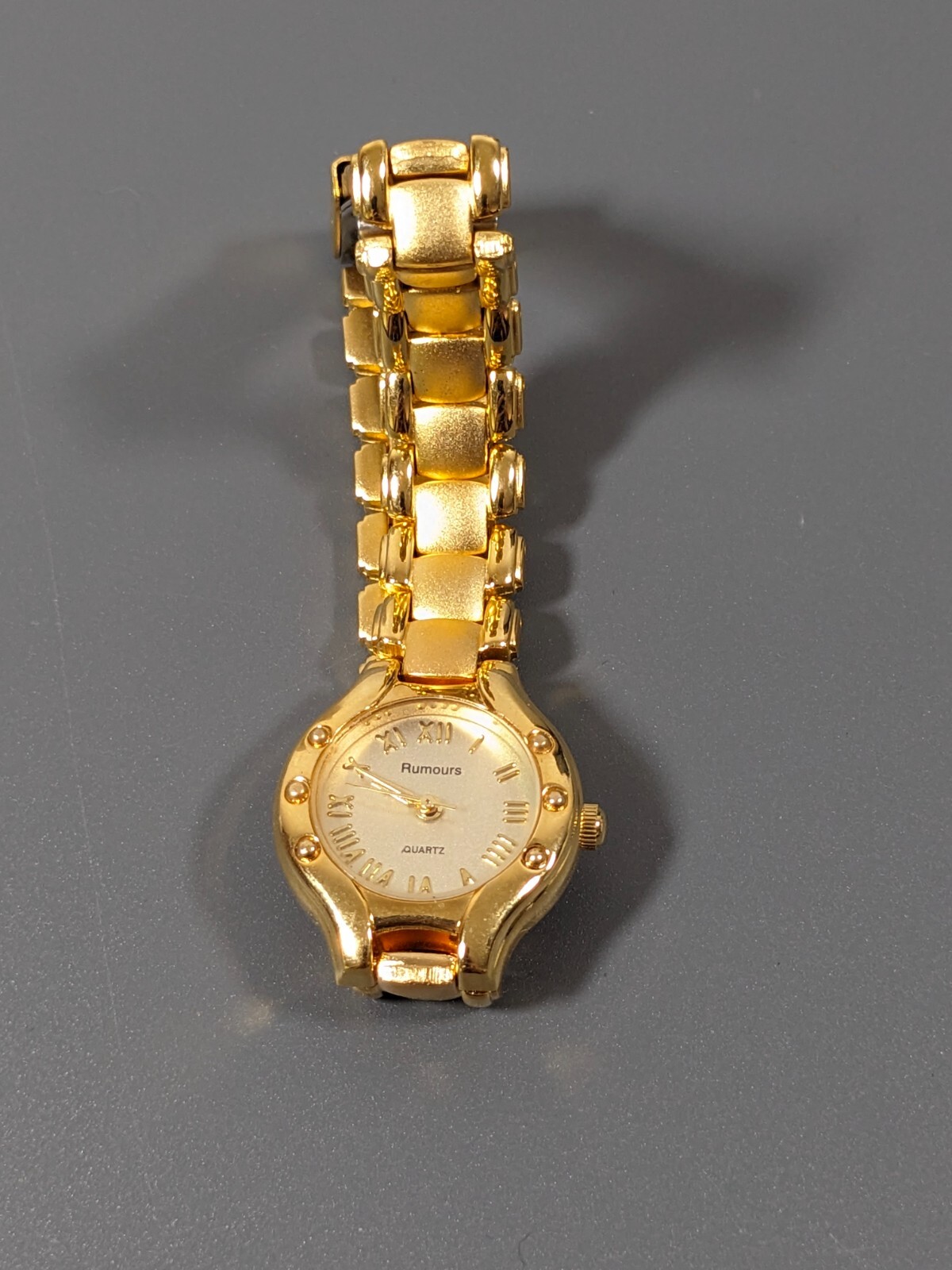 Rumours Golden Round Dial Bracelet Band Watch 6.75 in