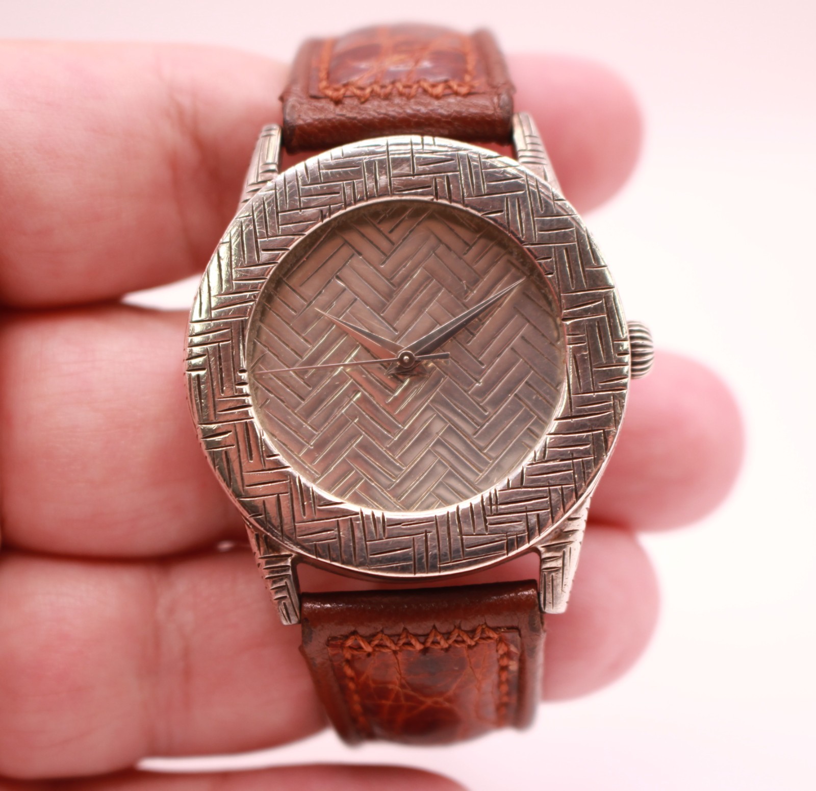 John Hardy Sterling Silver 925 Woven Bedeg Model 4874 Round Quartz Watch