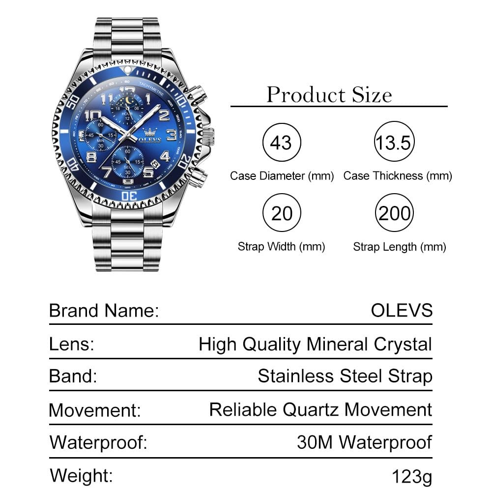 Mens Luxury Watch Stainless Steel Gold Black Blue Green White Gray Red Dial