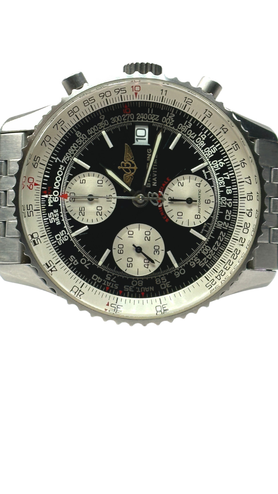 Breitling Navitimer Men’s Black Watch with Baton Indexes Stainless Steel…