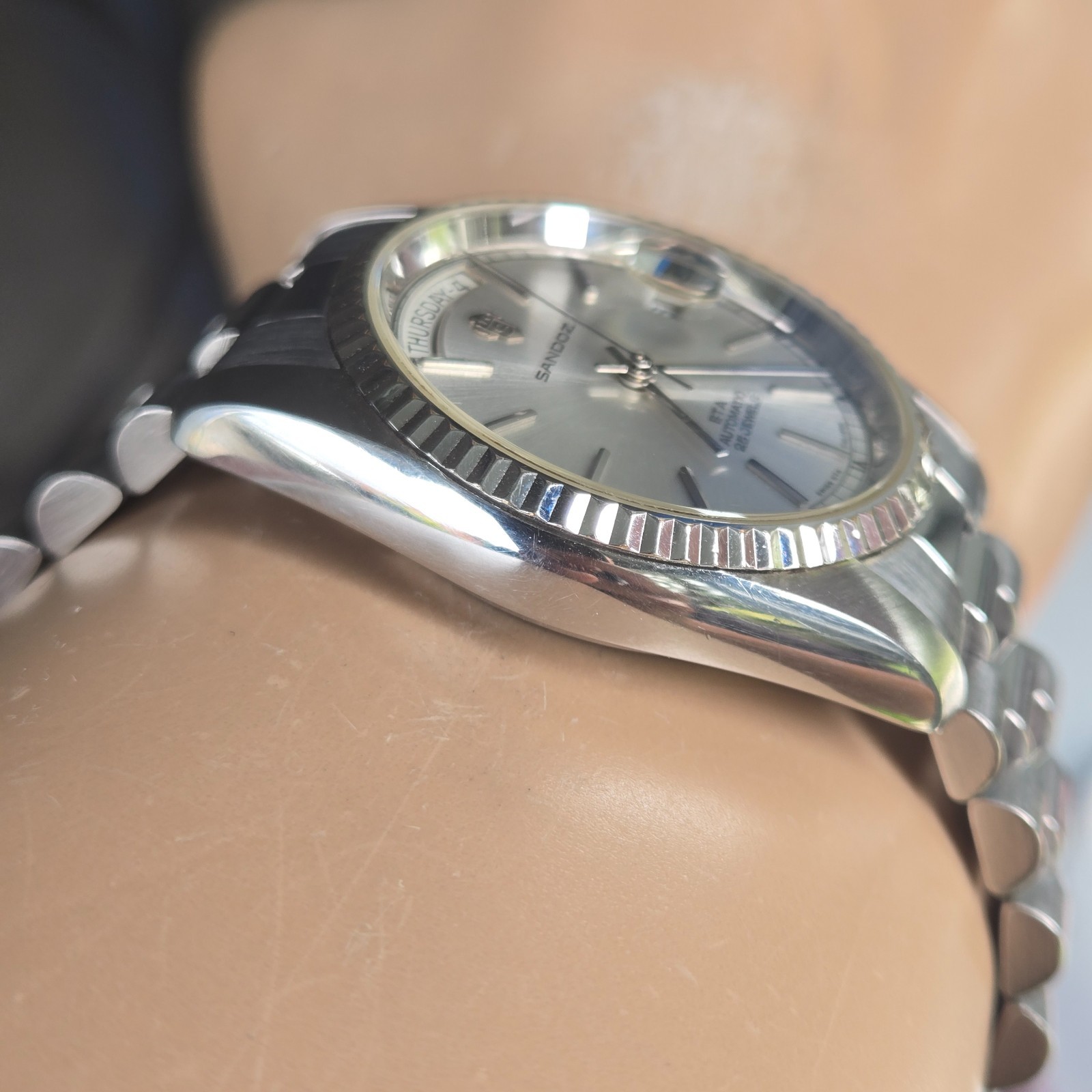 SANDOZ men’s automatic watch day/date ETA 2834-2 25Jewels swiss made