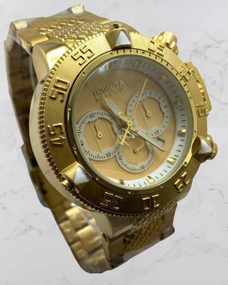 Refurbished Luxury Invicta Reserve Date-Rotating Bezel Gold-Plated Quartz Watch