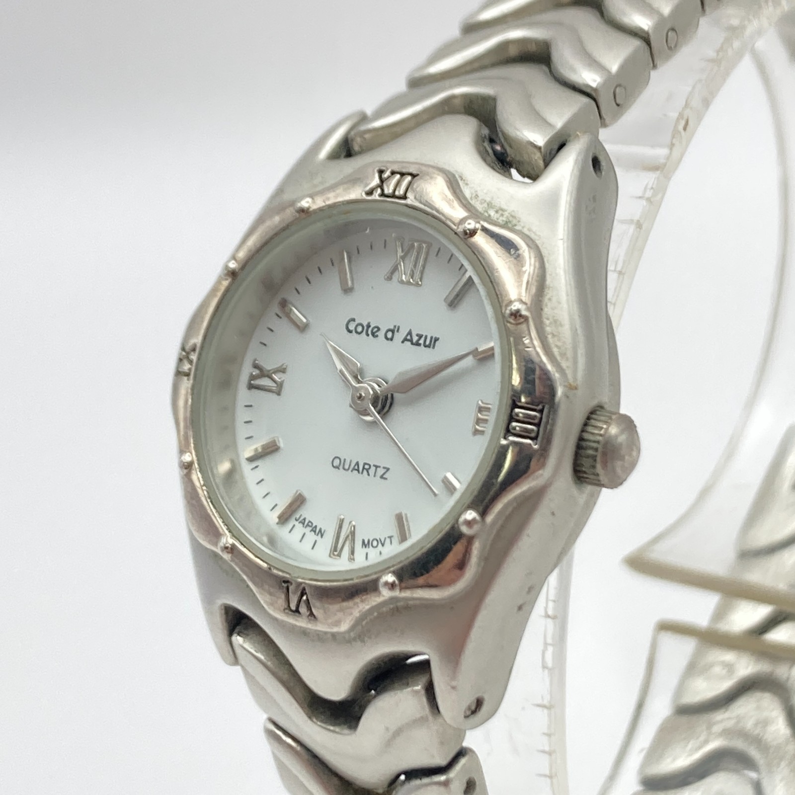 Cote d’Azure Women’s Watch 23mm Matte Silver Tone White Dial New Battery 7″