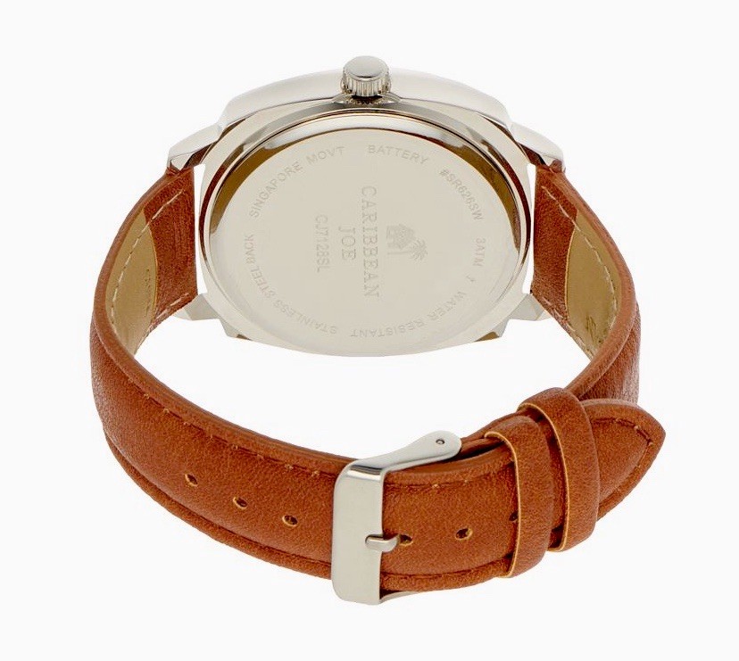 Caribbean Joe Men’s SilverTone Four Dial Watch Faux Leather Strap CJ1728SLKO NWT