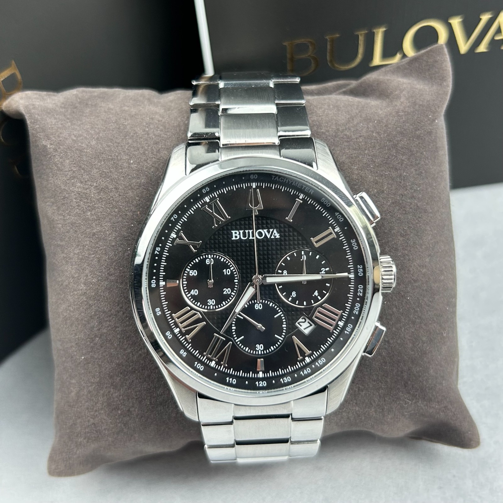 Bulova Wilton Classic 96B288 Black Dial Chronograph Men’s Quartz Watch 46.5mm
