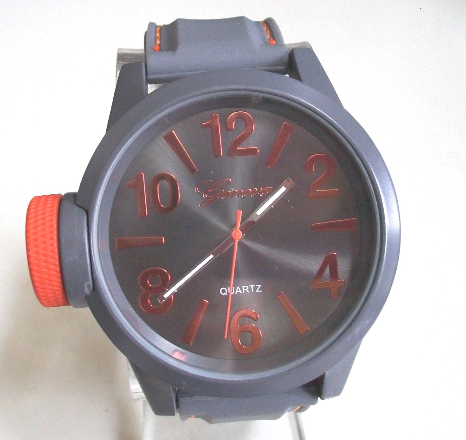 Men’s Geneva Orange & Gray Silicon Band Fashion Casual Hip Hop Watch