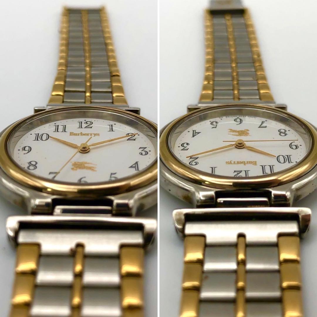 Working New Battery Burberry Wristwatch White Dial Horse Logo Quartz Combination