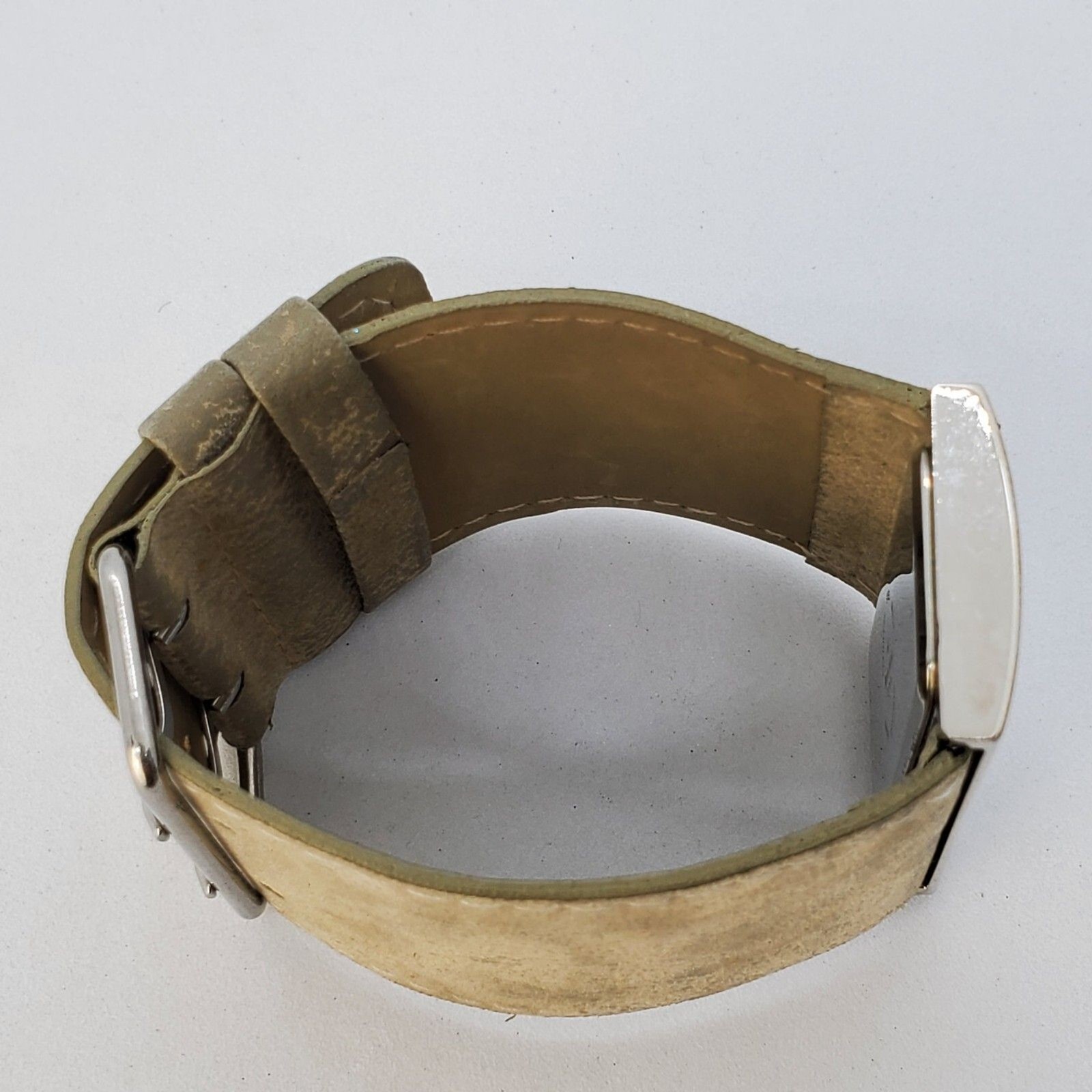 Daniel Klein 50MM Women’s Watch Tan Dial Wide Cuff Leather Bands New Battery