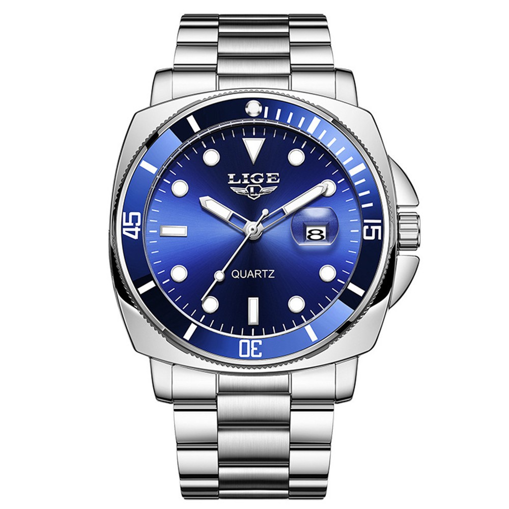 LIGE Men Watch Brand Luminous Wristwatch Business Male Calendar Steel Watches