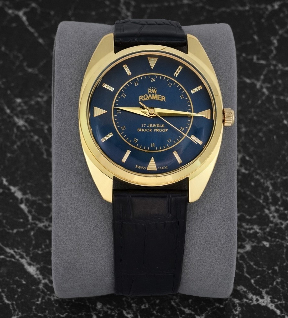 Vintage 1980 Roamer Manual Mens Gold Watch