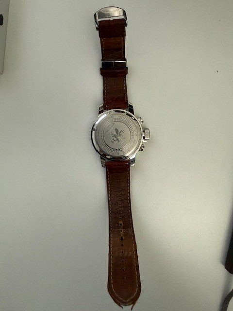 invicta chronograph stainless steel mens watch leather left handed model 3328