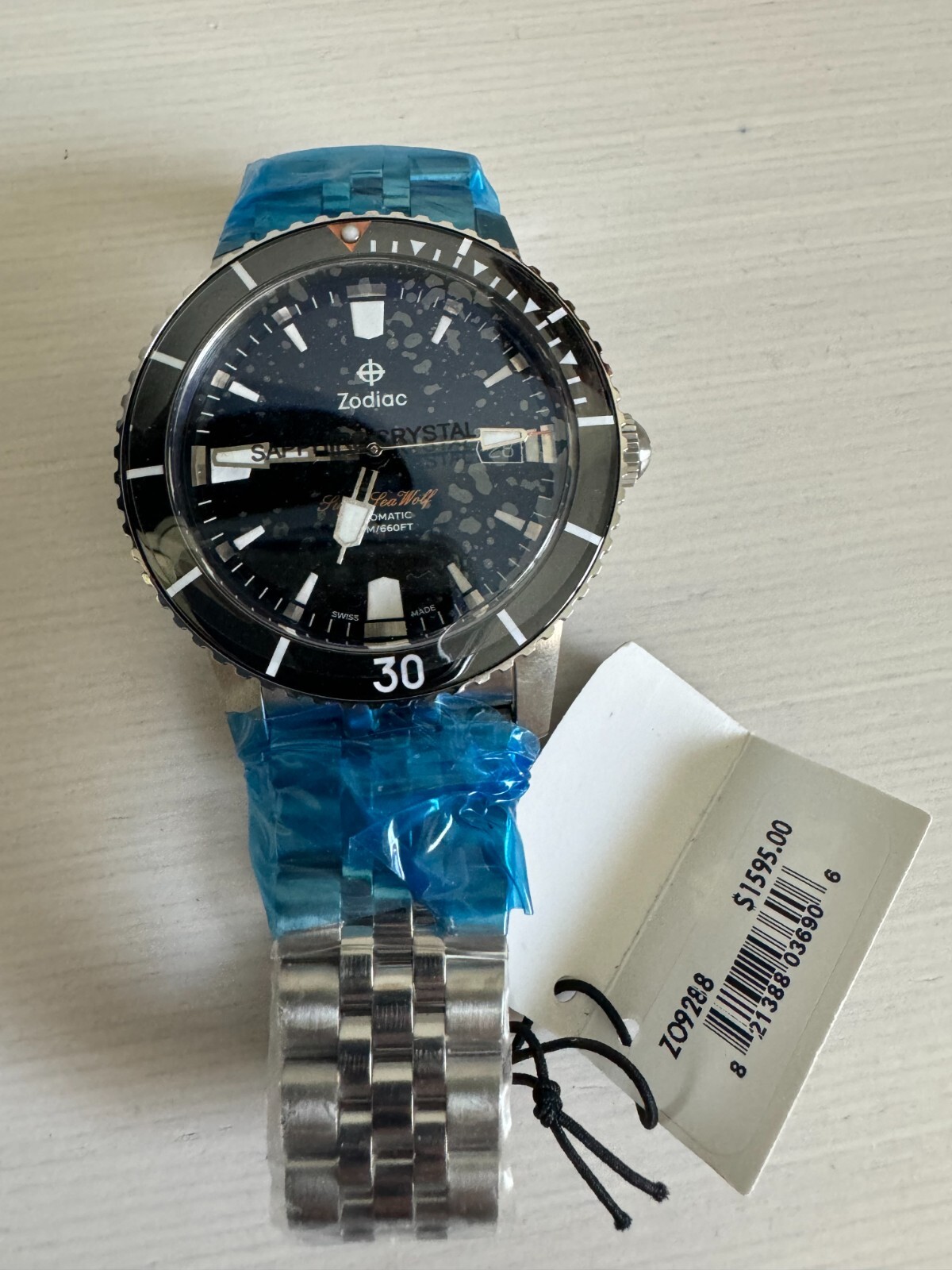 NEW Zodiac Super Sea Wolf 53 Compression Automatic Silver Black Watch ZO9288