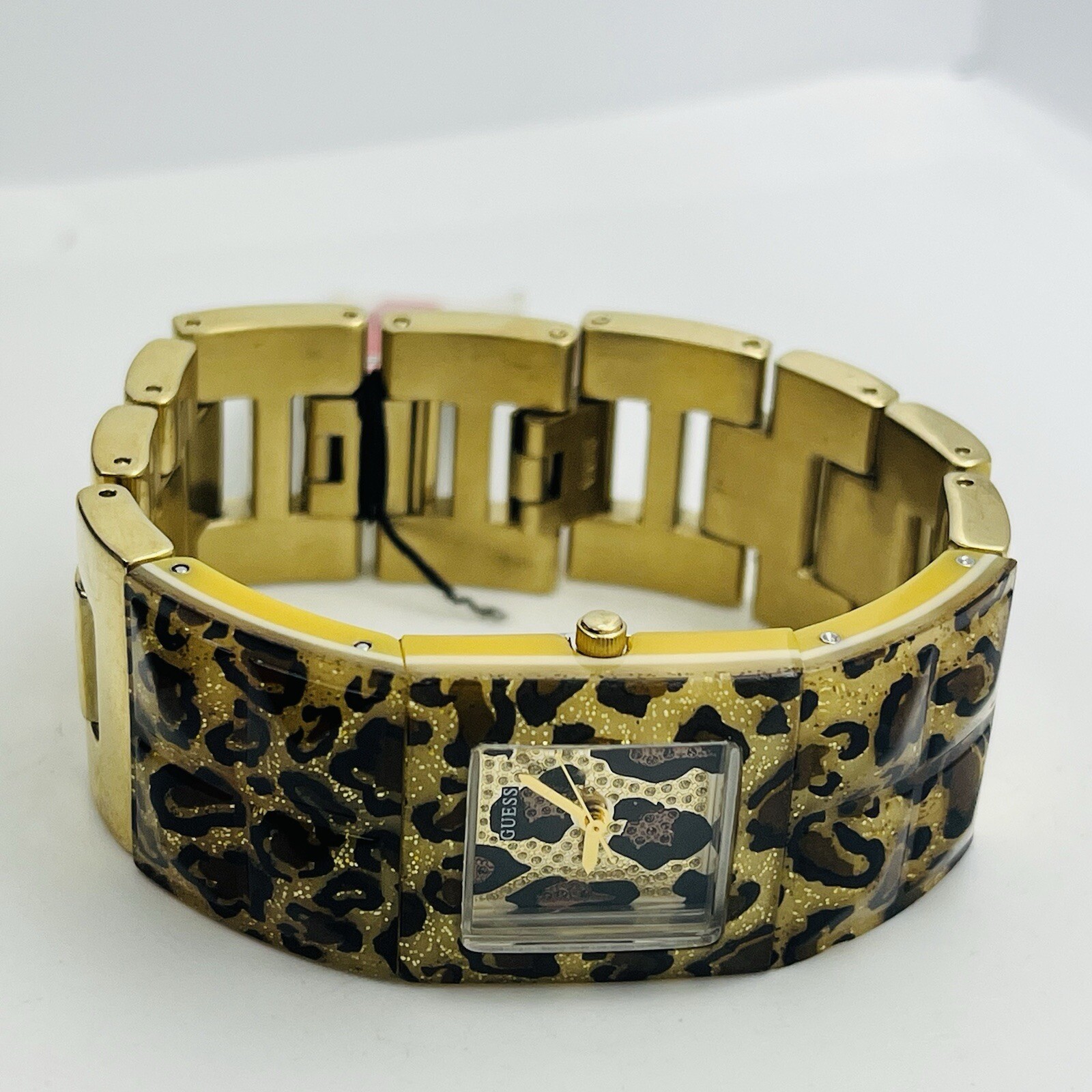 GUESS Animal Print Women’s Gold Polycarbonate Steel Band 22mm Watch U0052L2