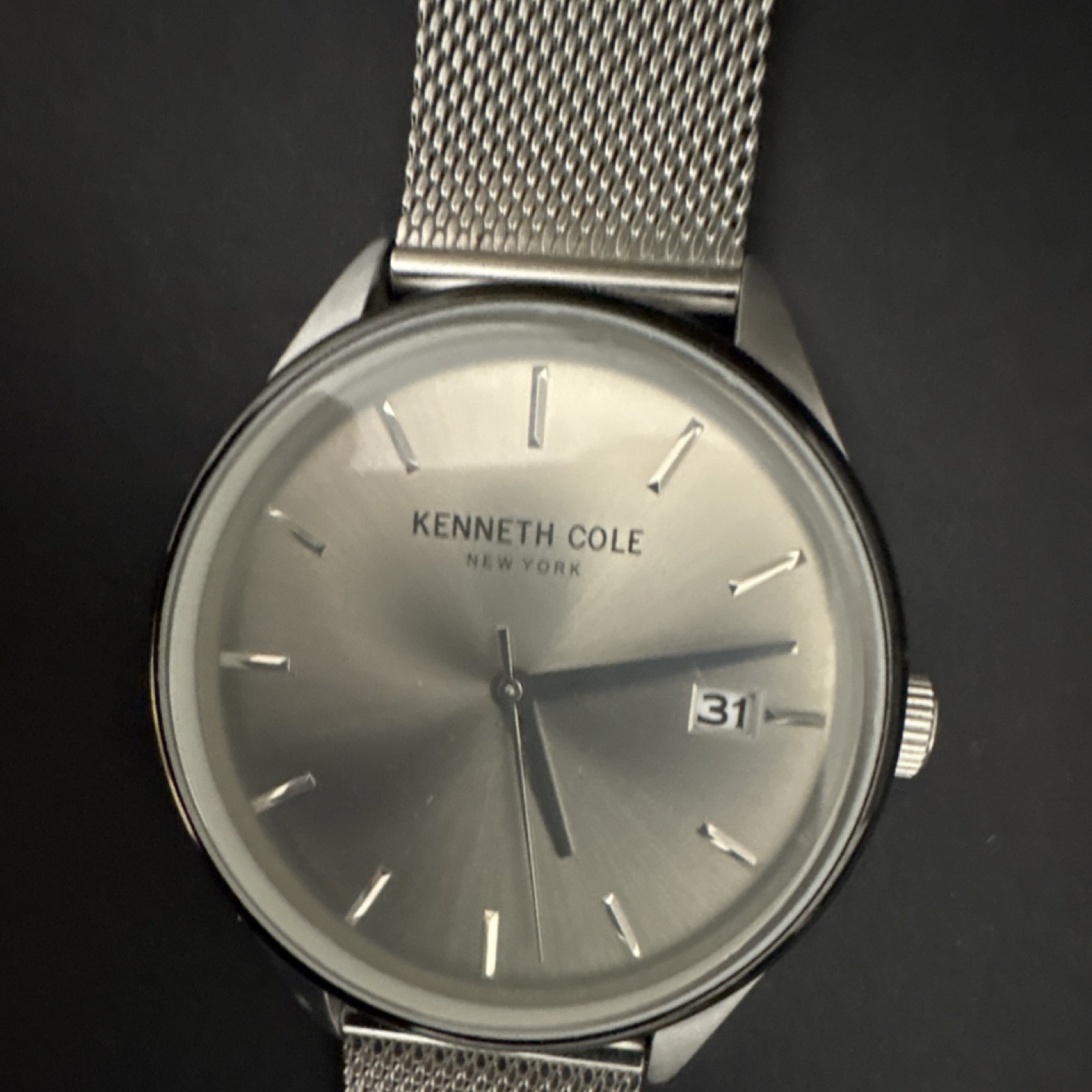 Kenneth Cole New York Quartz Analog Silver Dial Mesh Band Date 30m (3 ATM)