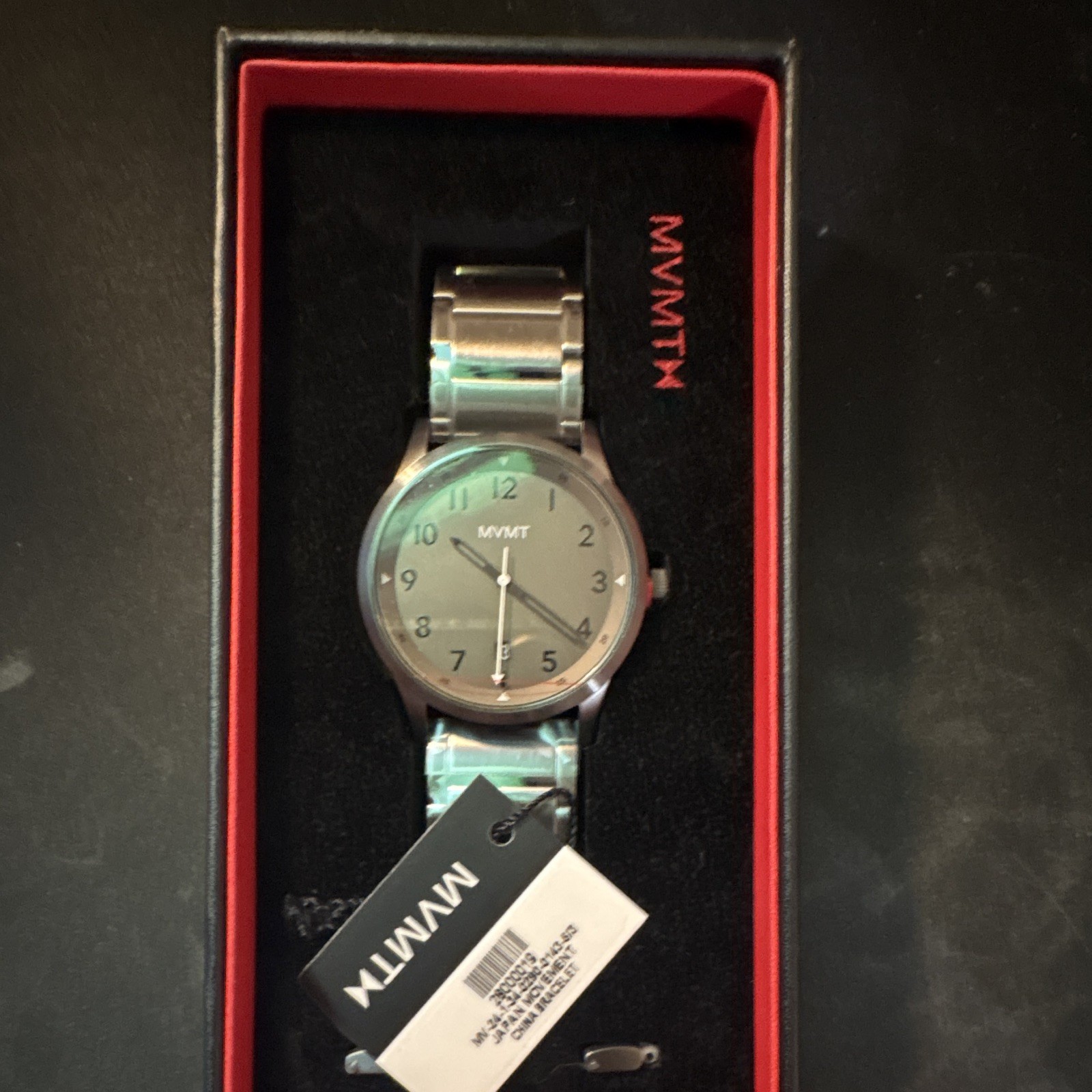 MVMT Quartz Gray Dial Date 42mm Stainless Steel Silver Bracelet Box Manual