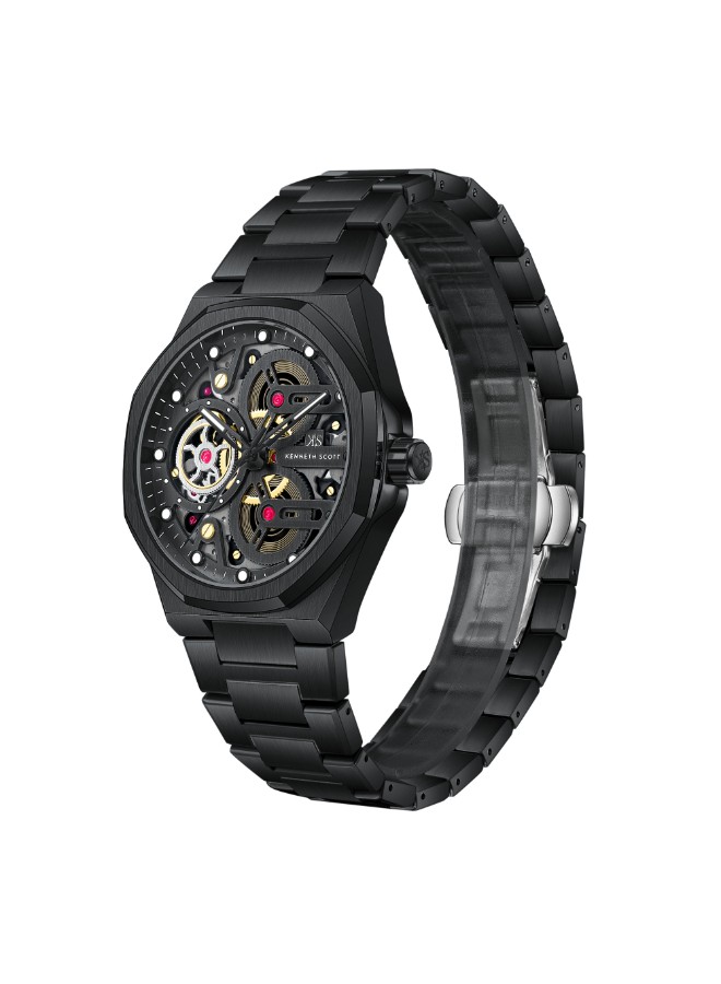 Kenneth Scott Men’s Analog Watch | Black Dial, 43mm, 30 m (3 ATM)