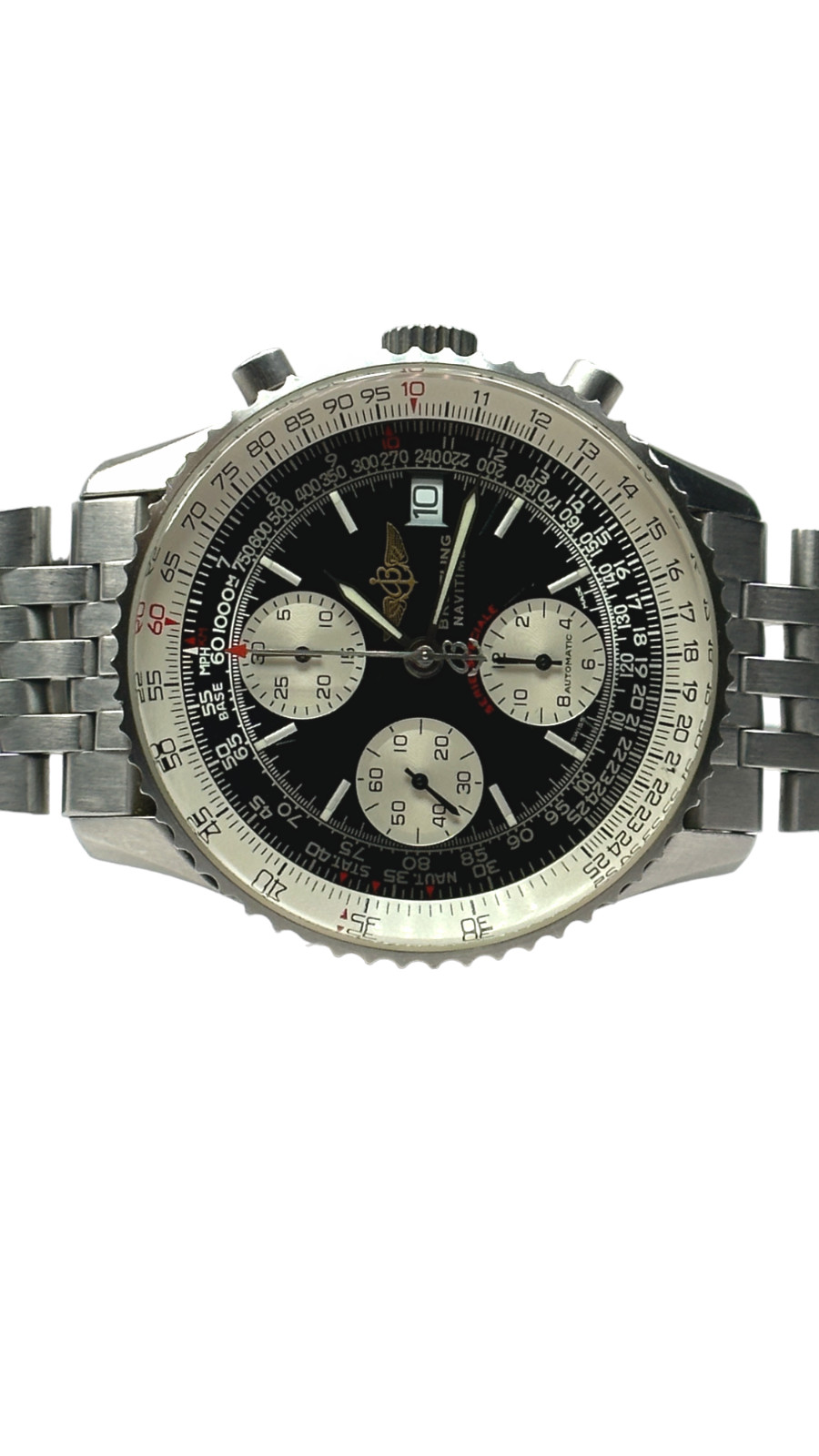 Breitling Navitimer Men’s Black Watch with Baton Indexes Stainless Steel…
