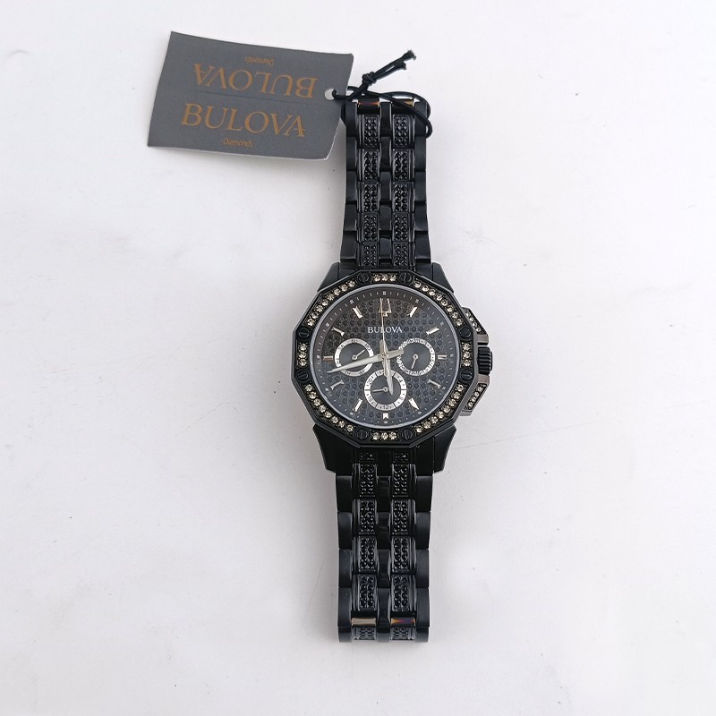 Bulova Black 98C134 Quartz & Octava Crystal Men’s Chronograph Watch 41.5mm
